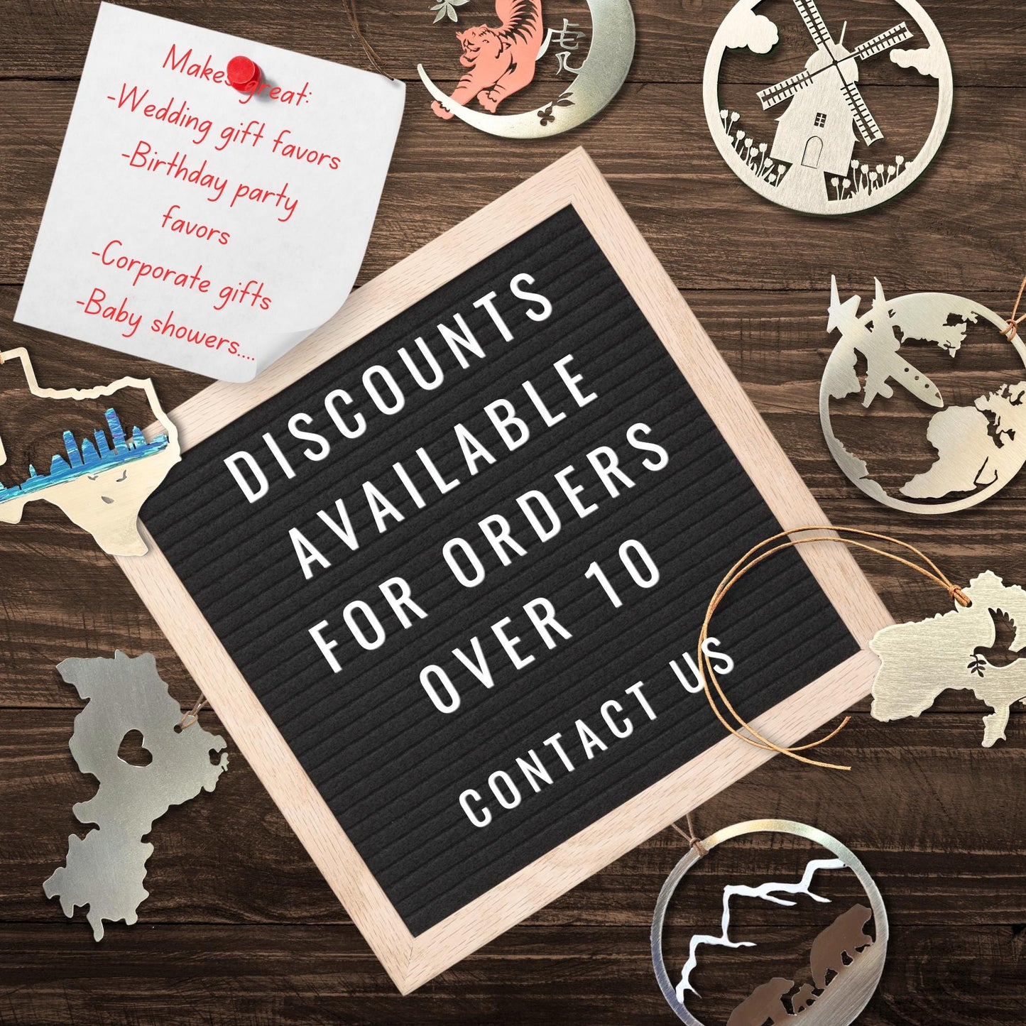 a sign that says discounts available for orders over 10 contact us