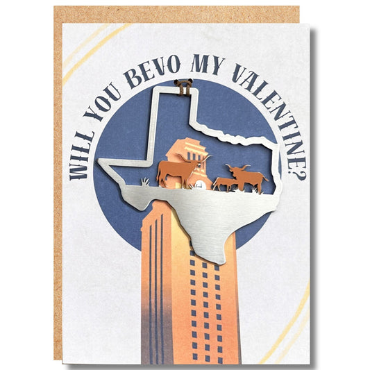 a greeting card with a picture of a building and a cow
