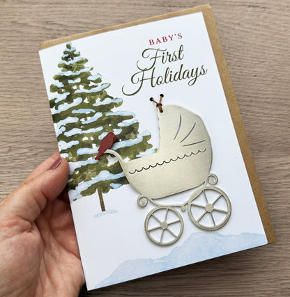 Baby's First Holidays Card and Pram Ornament - Authenticaa