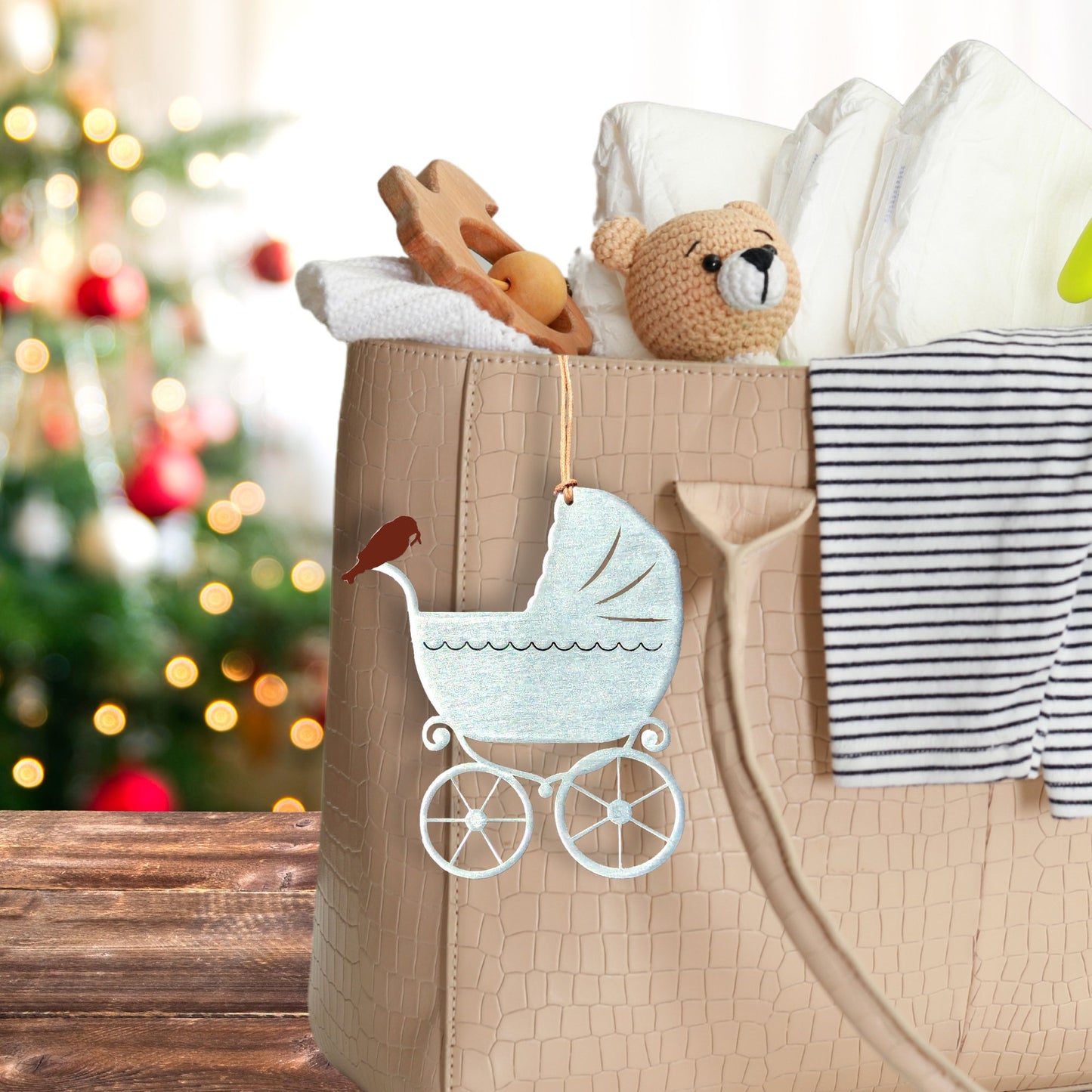Baby's First Holidays Card and Pram Ornament - Authenticaa