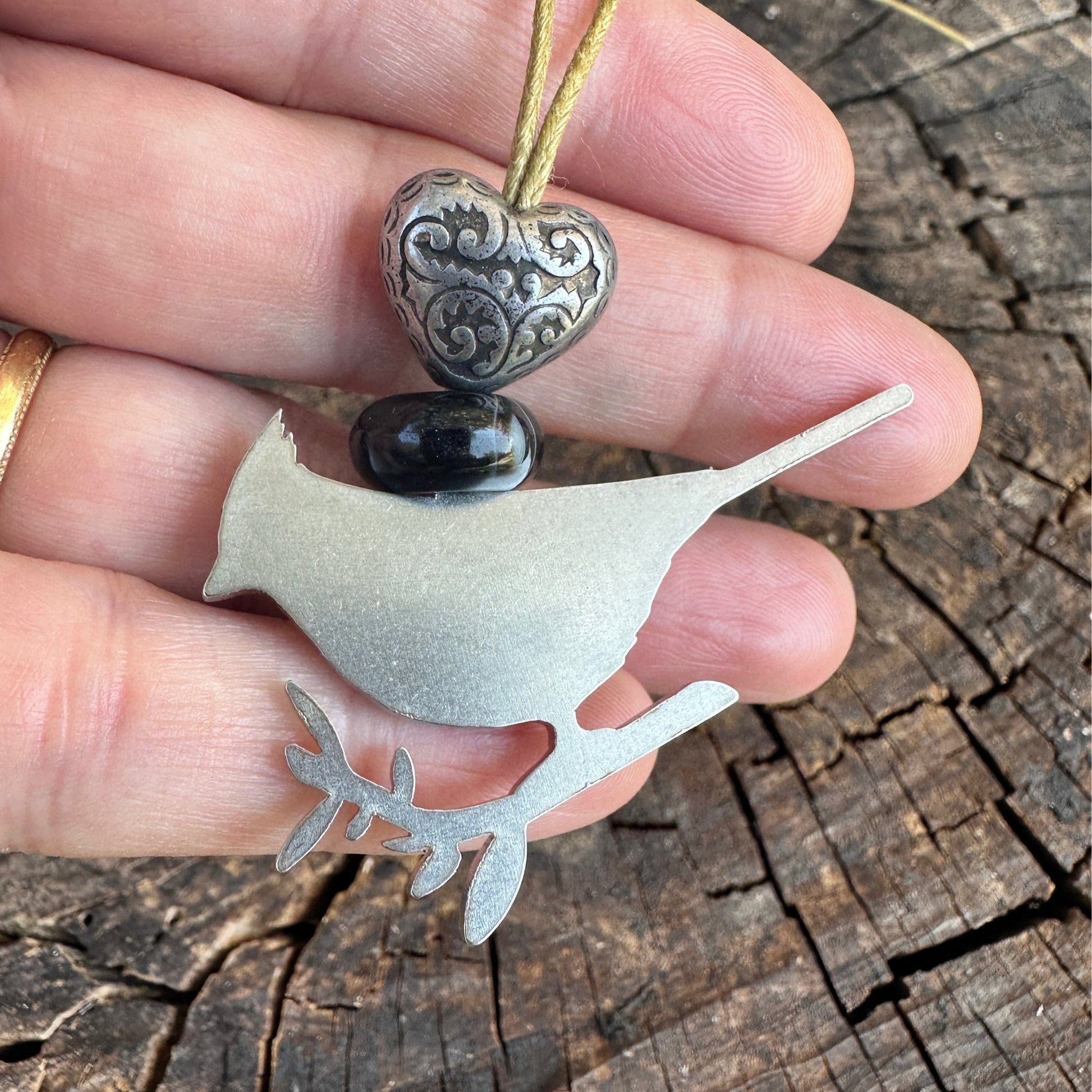Cardinal Charm with Black Agate Gemstone - Authenticaa