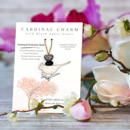 Cardinal Charm with Black Agate Gemstone - Authenticaa
