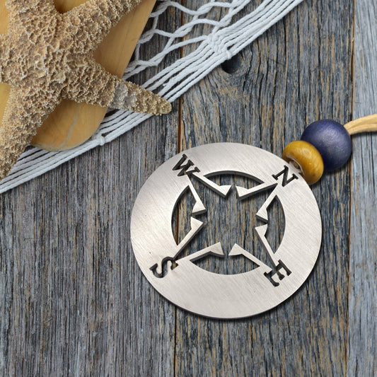 Find Your True North Stainless Steel Charm with Tiger's Eye Gemstone - Authenticaa