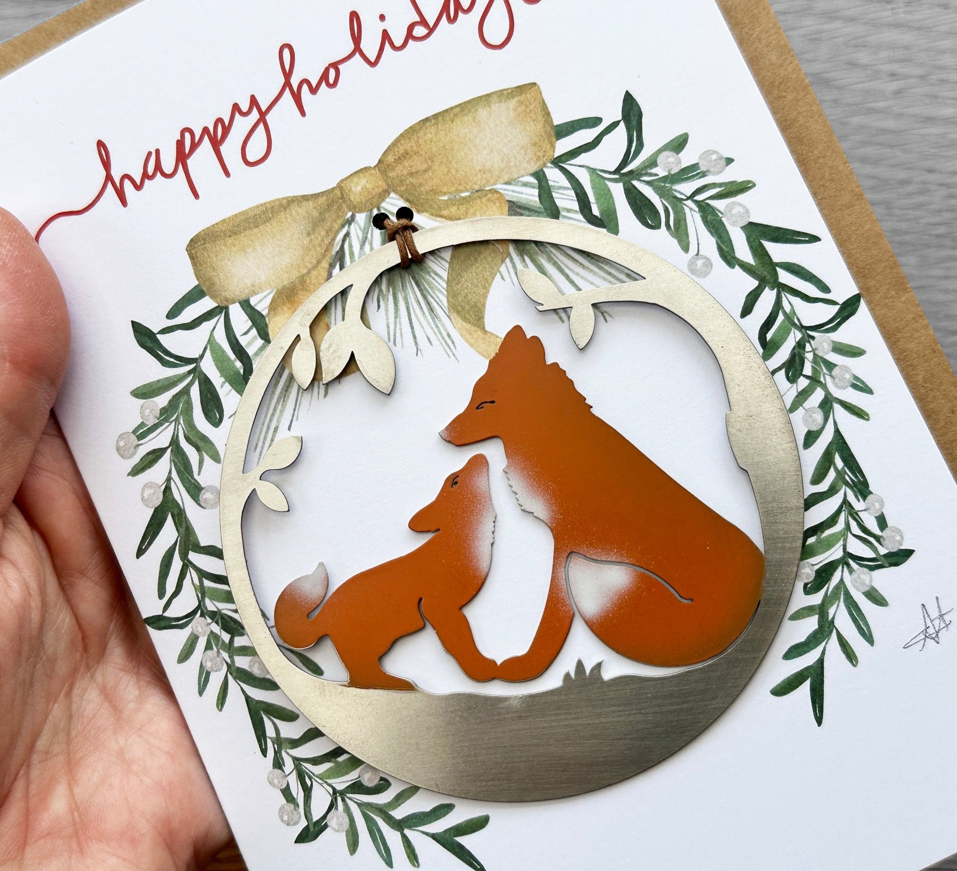 Happy Holidays Card and Fox Ornament - Authenticaa