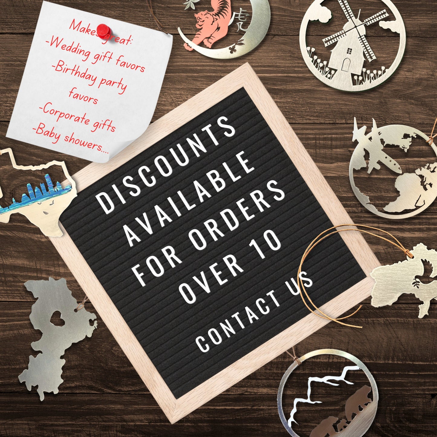 a sign that says discounts available for orders over 10 contact us