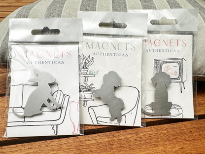 Dog sitting Magnet - Stainless steel - Illustrated Card - Made in USA