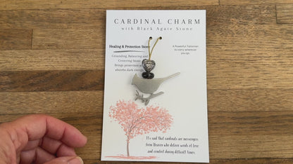 Cardinal Charm with Black Agate Gemstone