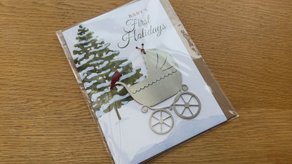 Baby's First Holidays Card and Pram Ornament