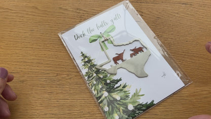 Deck The Halls Y'all Card and Texas Longhorn ornament