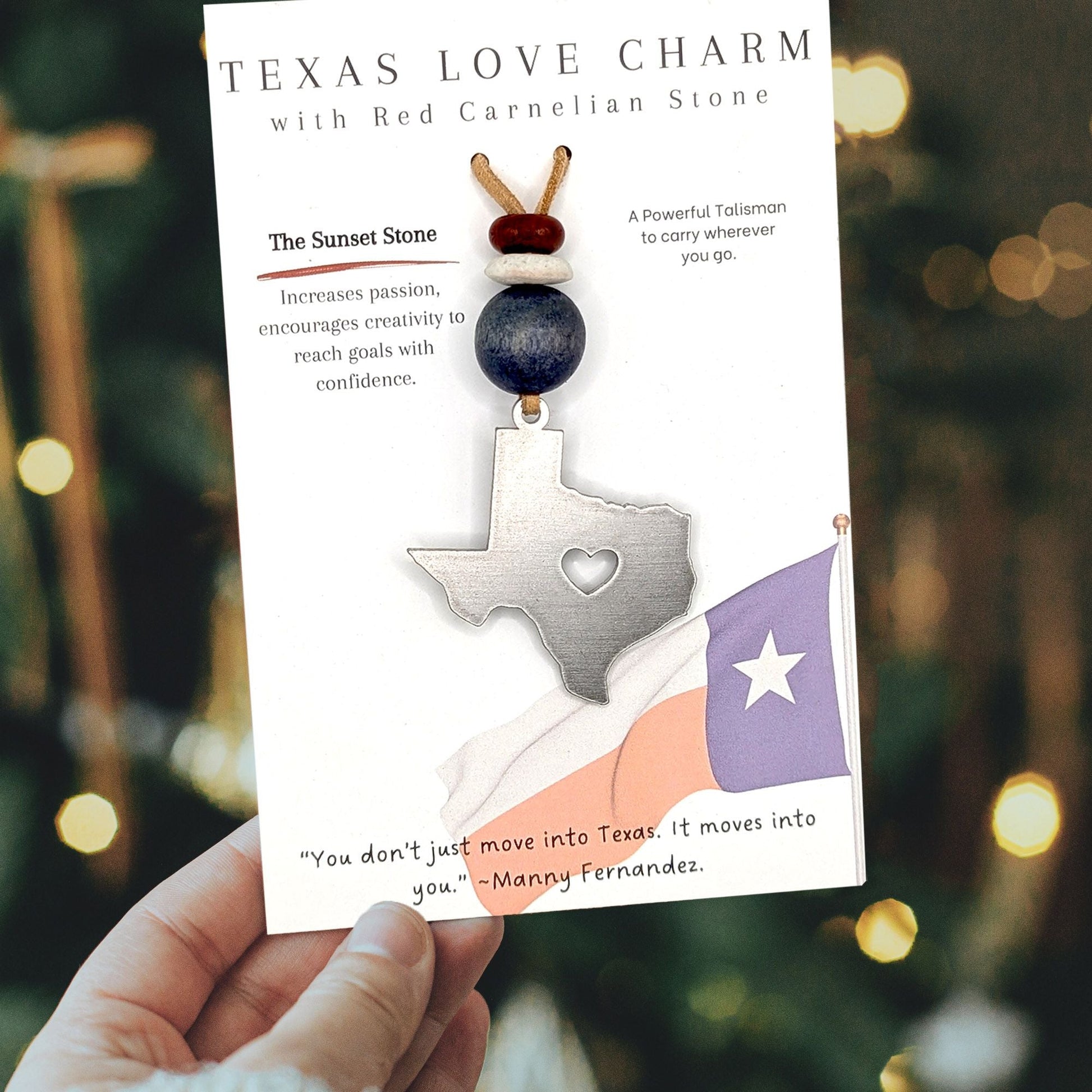 Texas Love Charm with Carnelian Gemstone - Authenticaa