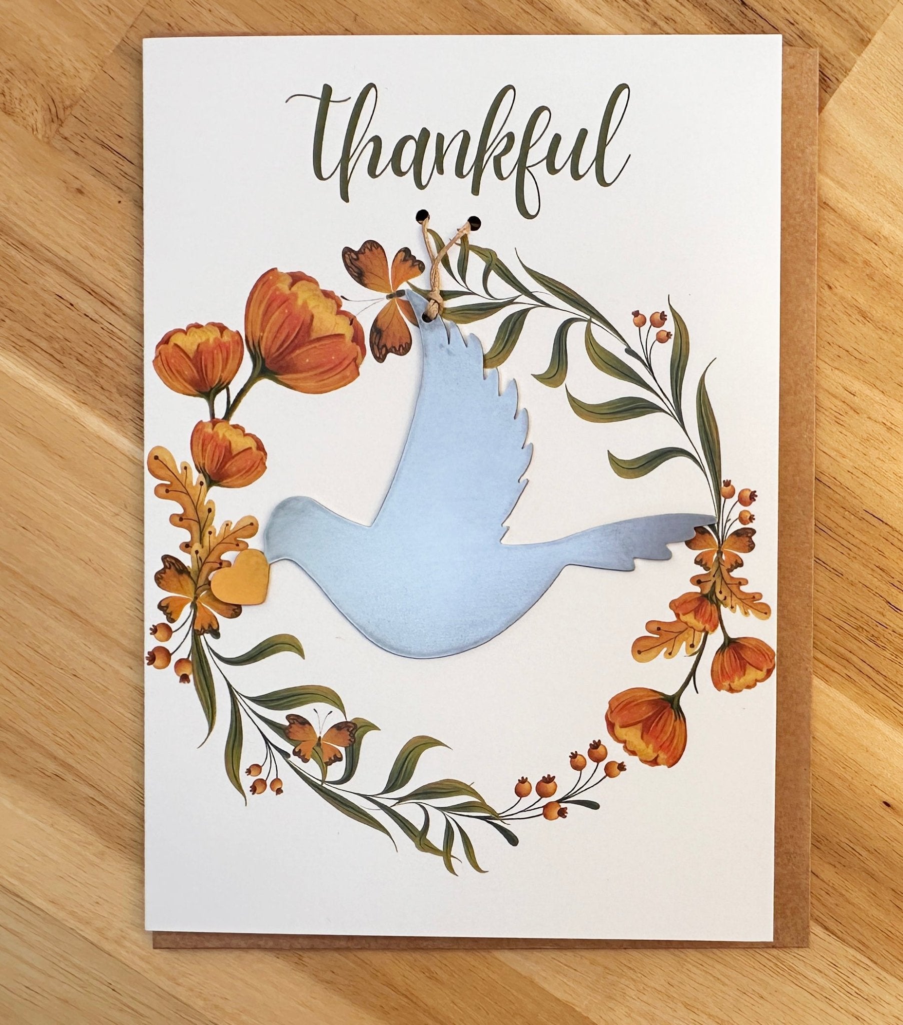 Thankful Card and Dove Ornament - Authenticaa