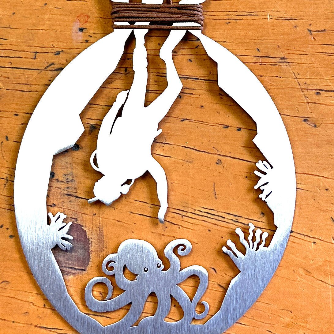 The diver Ornament with optional personalized greeting card - Authenticaa